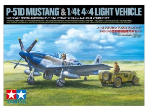 Tamiya NEW! Tamiya 25205 North American P-51D Mustang & 1/4-ton 4x4 Light Vehicle Set
